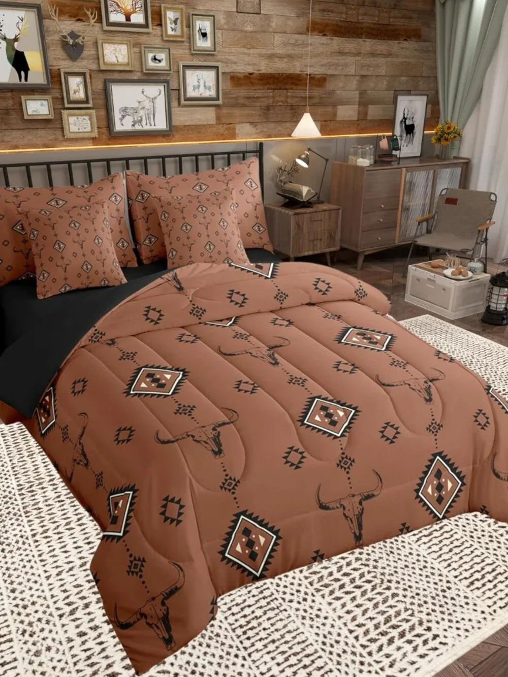 Southwestern Geometric 7 Pieces Comforter Sets Full,Cowboy Boho Aztec Bedding Se